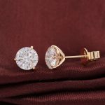 Captivating Yellow Gold Round Cut Moissanite Stud Earrings