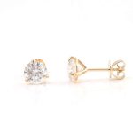 Captivating Yellow Gold Round Cut Moissanite Stud Earrings