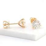 Captivating Yellow Gold Round Cut Moissanite Stud Earrings
