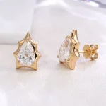 Edgy Pear Cut Moissanite Geometric Starburst Stud Earrings