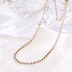 Beaded Elegance Necklace | 18K Yellow Gold Two-Strand Beaded Chain with Contrasting Accents