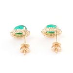 Stunning Yellow Gold Oval Cut Colombia Colored Lab Gemstone Stud Earrings