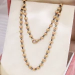 Beaded Elegance Necklace | 18K Yellow Gold Two-Strand Beaded Chain with Contrasting Accents