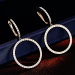 Round Cut Moissanite Drop Earrings Linear Graduated Dangle Style