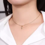 Round Cut Diamond Pendant Necklace Ice Cream Cone Charm Style
