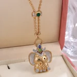 Royal Elephant Pendant | Elephant-Shaped 18K Yellow Gold Pendant with Lab Diamonds（pendant only）