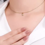 Round Cut Diamond Pendant Necklace Paved Ladybug Charm Style
