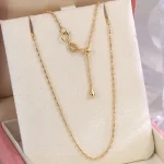 18K Yellow Gold Beaded Chain with Adjustable Extension