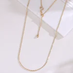 18K Yellow Gold Beaded Chain with Adjustable Extension