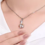 Round Cut Diamond Accent Pendant Necklace Alpaca Llama Charm Style