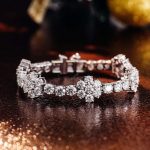 Exquisite Flower Design Moissanite White Gold Tennis Bracelet