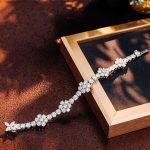 Exquisite Flower Design Moissanite White Gold Tennis Bracelet