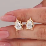 Edgy Pear Cut Moissanite Geometric Starburst Stud Earrings
