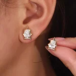 Edgy Pear Cut Moissanite Geometric Starburst Stud Earrings