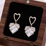 Princess Cut Moissanite Drop Earrings Elegant Geometric Dangle Style