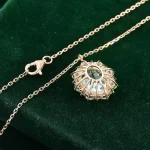 4ct Oval Cut Aquamarine Pendant with moissanite halo Necklace