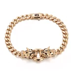Double Leopard Head Bracelet | 18K Yellow Gold Pair with Lab Diamond