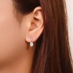 Oval Cascade Drop Earrings | Oval-Cut Lab Diamond in 18K White Gold with Diamond Arc Accents