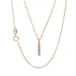 Round Cut Diamond Pendant Necklace Vertical Bar Charm Style