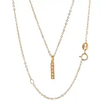 Round Cut Diamond Pendant Necklace Vertical Bar Charm Style