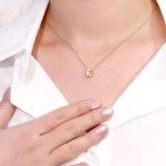 Round Diamond Pendant Necklace Textured Flower Clip-on Charm Style