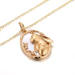 Rabbit & Star Cosmos Pendant | Lab Diamond Stars on 18K Gold over Mother-of-Pearl