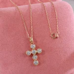 Divine Light Cross Pendant | 18K Yellow Gold Cross Pendant with Lab Diamonds（pendant only）
