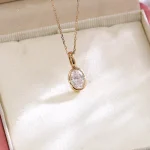 Oval Diamond Pendant | Bezel-Set Oval Lab Diamond in 18K Yellow Gold
