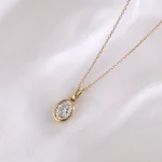 Oval Diamond Pendant | Bezel-Set Oval Lab Diamond in 18K Yellow Gold