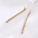 Twin Elegant Dangle Earrings | Round-Cut Lab Diamond Dangle Earrings in 18K Yellow Gold