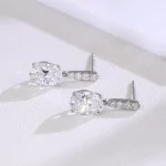 Oval Cascade Drop Earrings | Oval-Cut Lab Diamond in 18K White Gold with Diamond Arc Accents