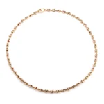 18K Yellow Gold Pig-Nose Chain ​| Interlocked Hoop Lab Gemstone Necklace
