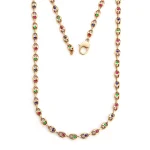 18K Yellow Gold Pig-Nose Chain ​| Interlocked Hoop Gemstone Necklace