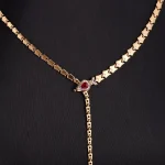 Serpent Lariat Necklace | 18K Gold Snake Necklace with Lab Ruby Eye & Lab Diamond Scales​