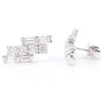 Gorgeous stepped arrangement Moissanite Stud Earrings