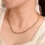 18K Yellow Gold Pig-Nose Chain ​| Interlocked Hoop Lab Gemstone Necklace