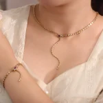 Serpent Lariat Necklace | 18K Gold Snake Necklace with Lab Ruby Eye & Lab Diamond Scales​
