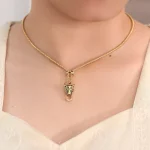 18K Yellow Gold Leopard Majesty Necklace | Lab Diamond-Accented Feline Head on Chain​