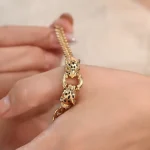 Double Leopard Head Bracelet | 18K Yellow Gold Pair with Lab Diamond