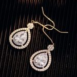 double halo design:Gorgeous 1CT Pear Cut Moissanite Drop Earrings