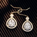 double halo design:Gorgeous 1CT Pear Cut Moissanite Drop Earrings
