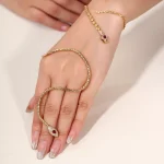 Serpent Ouroboros Bracelet | 18K Gold Yellow Lab Ruby-Eyed Snake with Lab Diamonds