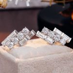 Gorgeous stepped arrangement Moissanite Stud Earrings