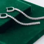 Chic Linear Drop Earrings - 14K White Gold, Moissanite Cascade