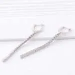 Chic Linear Drop Earrings - 14K White Gold, Moissanite Cascade