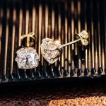 Gorgeous eight prong setting Yellow Gold Stud Earrings