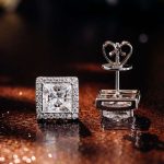 Elegant 1.5CT Princess Cut White Gold Moissanite Earrings