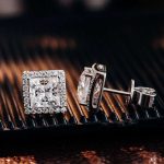 Elegant 1.5CT Princess Cut White Gold Moissanite Earrings