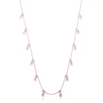 Pear and Round Cut Pink Lab Sapphire Necklace, Romantic Anniversary Statement Jewelry Gift