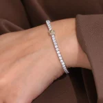 Elegant Round and Pear Cut Moissanite Two Stone Tennis Bracelet